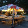 10' x 10' frame tent at festival with lights