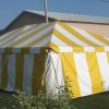 Rent our 20' x 30' Yellow Stripe frame tent.