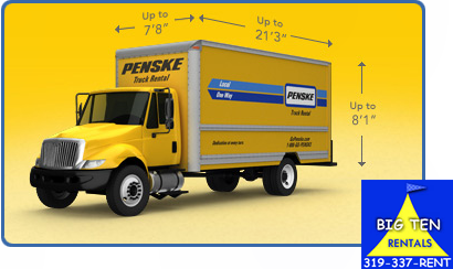 22 foot Penske moving trucks are rented here.