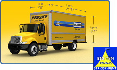 22 foot Penske moving trucks are rented here.