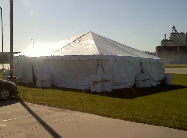 30' x 30' frame tent rental with sidewalls