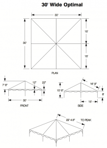 Optimal plan one for a 30' x 30' frame tent