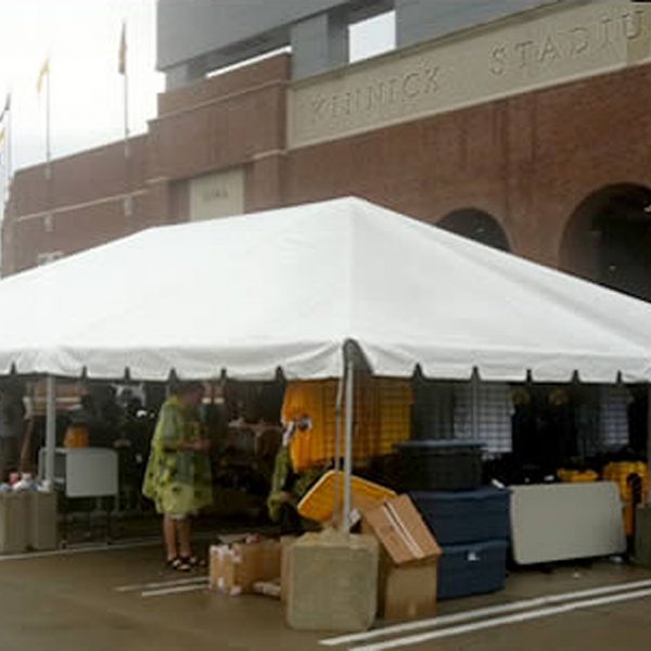 30' x 45' frame tent outside the Kinnick stadium in downtown Iowa City, IA.