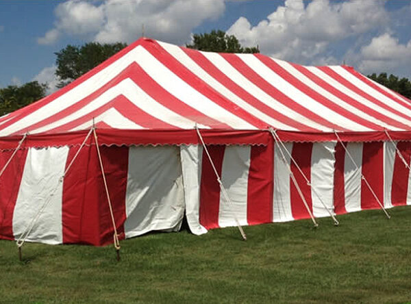 30' x 60' Gala rope and pole tent with side walls for rental