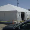 Corner of a 40' x 100' hybrid tent setup at the Tanger Outlet Center