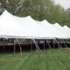 Side of 40' x 140' rope and pole tent at Saint Ambrose University 2014 graduation.