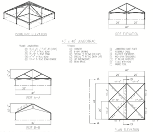 40' x 40' hybrid tent diagram