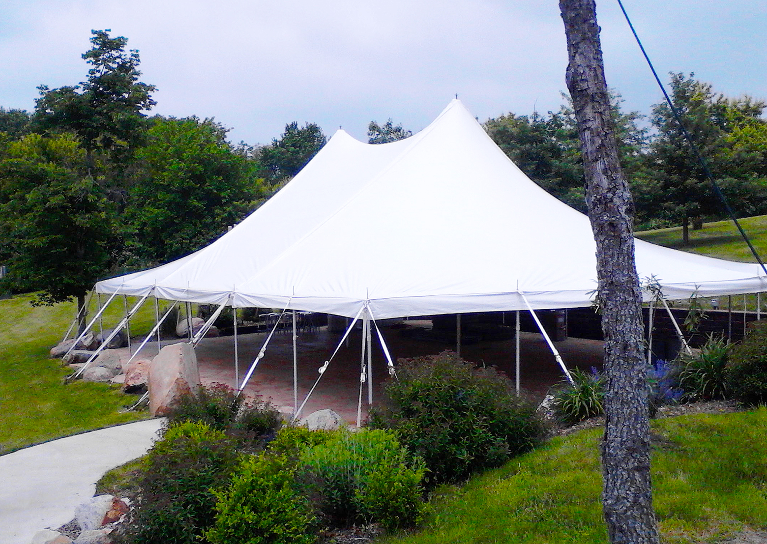 40' x 60' elite rope and pole tent at the Harvest Preserve in Iowa City, IA