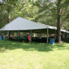 3/4 view 40' x 60' Losberger temporary structure setup in the Upper City Park in Iowa City, IA.