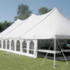 View of the outside of our 40' x 80' Elite "Rope and Pole" event tent with French Side Walls installed.