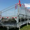 Two sets of our 45' long by 10 rows high, towable hydraulic bleachers setup in Newark, MO in July 2014.