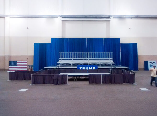 8′ High Presidential Blue Velour Drape for Political Campaigning Event