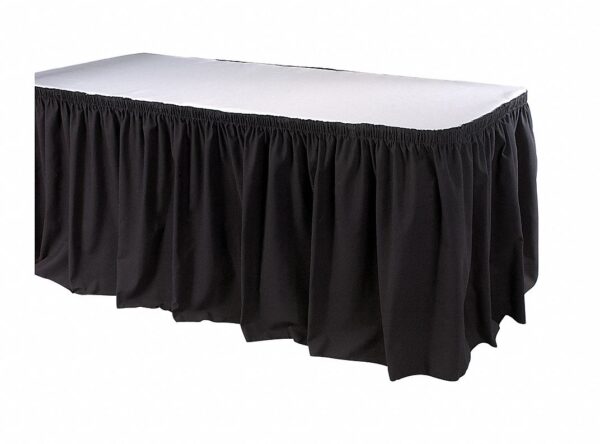 Black 13′ long table linen skirt