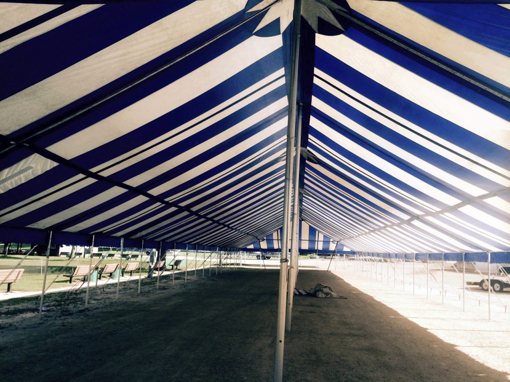 Middle of 40' x 160' Gala rope and pole tent