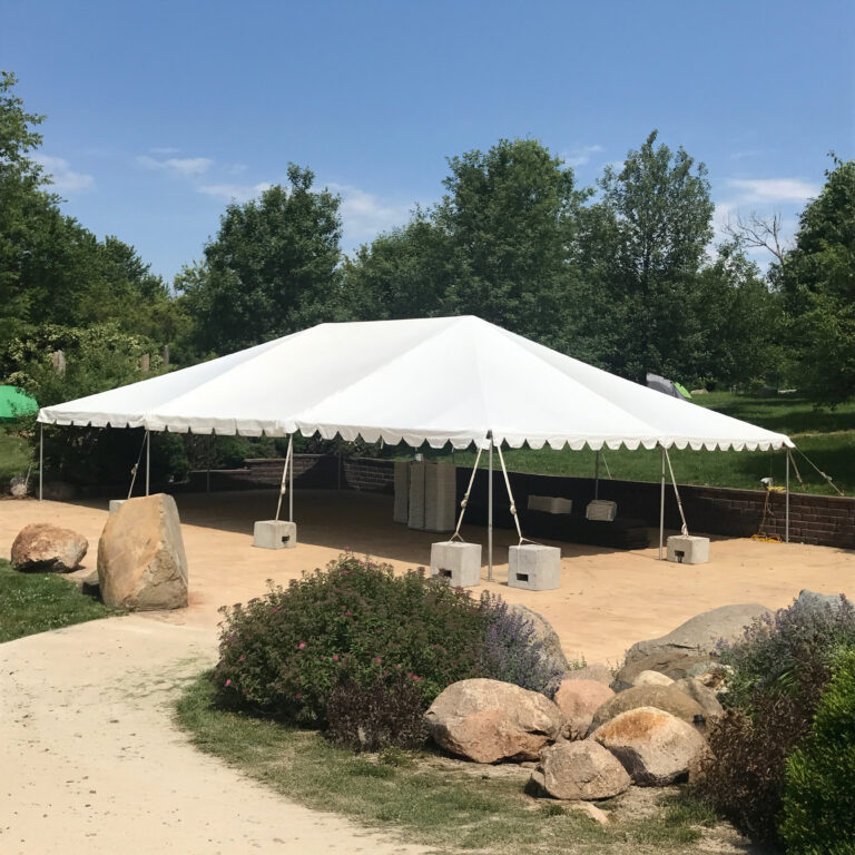 Rent 30' x 45' Frame tent with blocks (Harvest Preserve outdoor wedding)