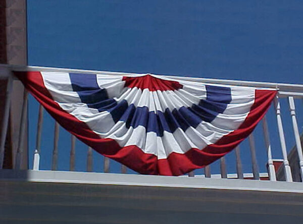 Rent patriotic red, white and blue bunting flag