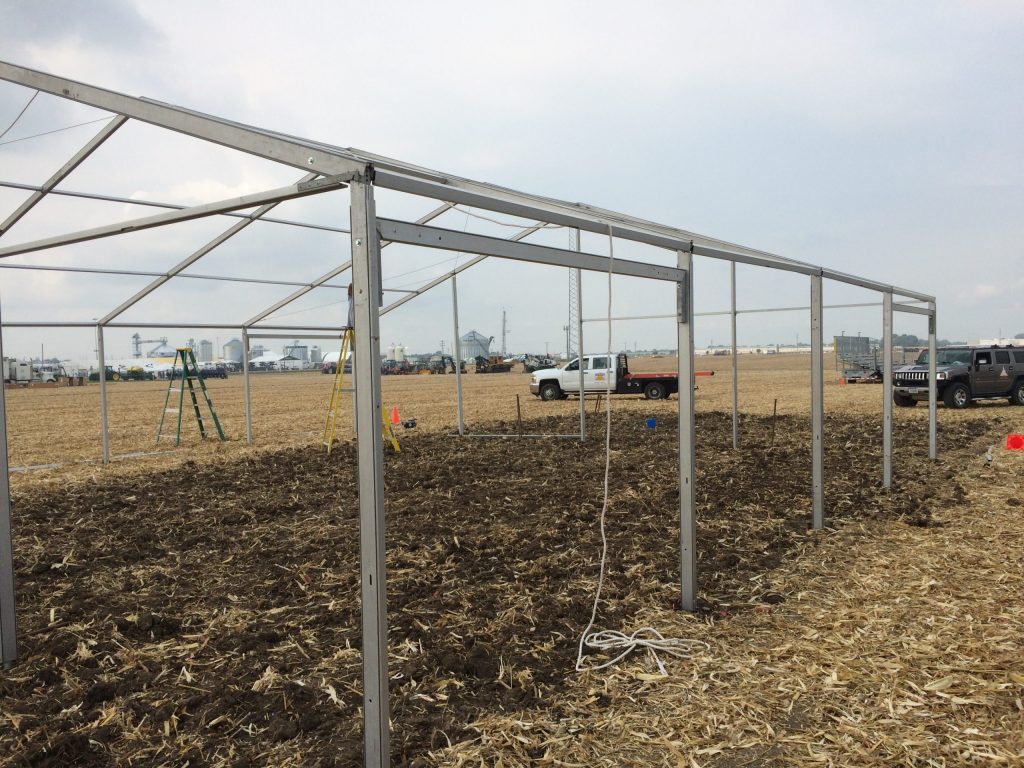 Side of the frame of 40' x 40' clearspan event structure tent