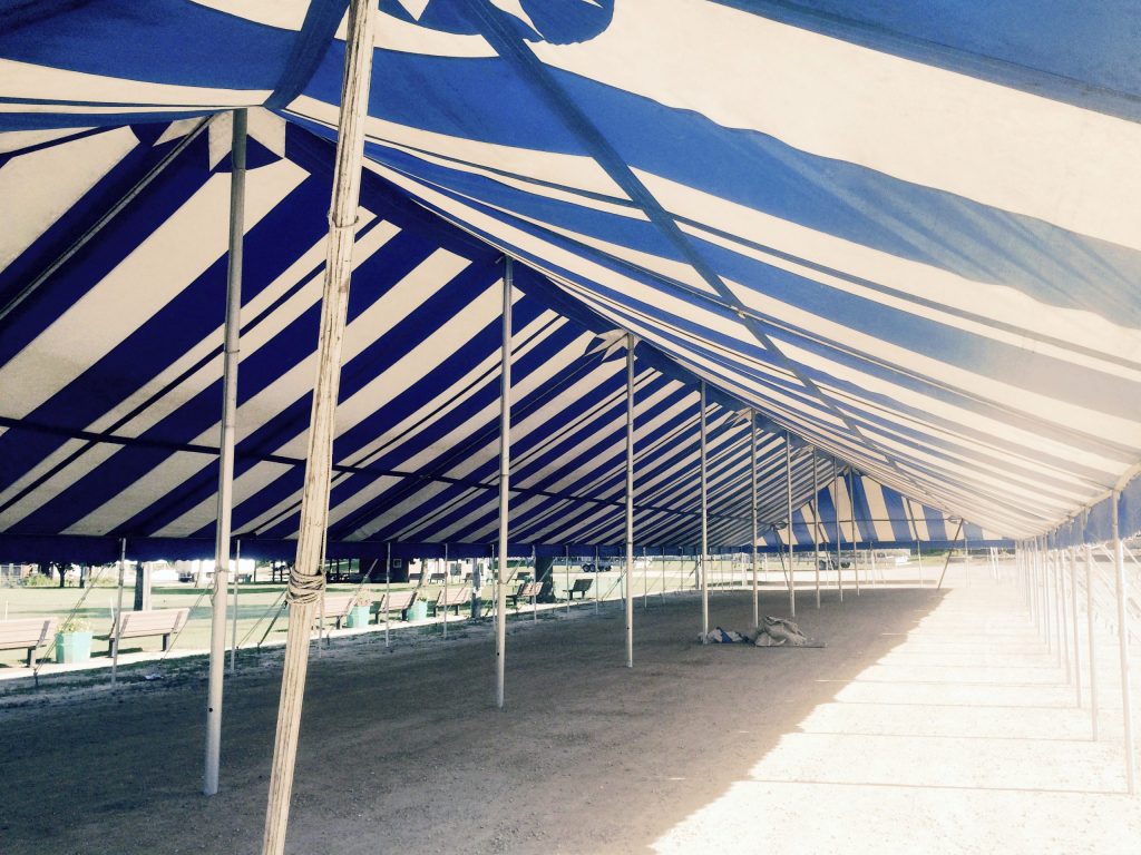 Under 40' x 160' Gala rope and pole tent