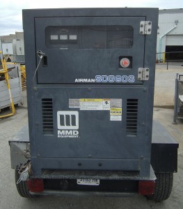 Back of Airman 60 trailerable generator for rent.