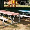 Standard sized aluminum picnic table rental.