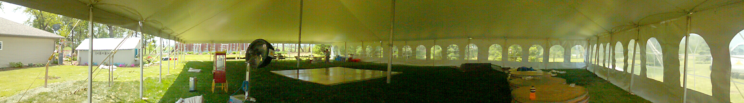 Panoramic view from under the 60' x 90' Genesis rope and pole event tent.