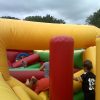 Punch down pillars on obstacle course challenge