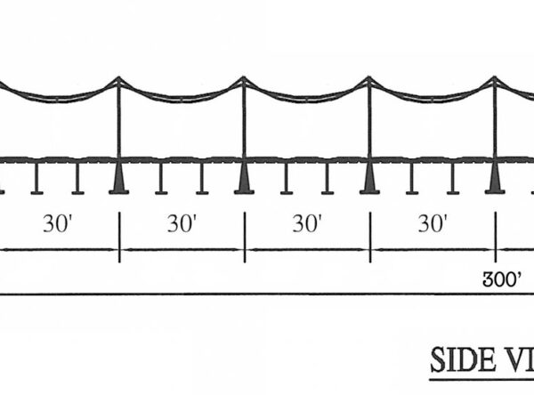 Diagram for 60' x 300' "Singe Pole" Rope and Pole tent