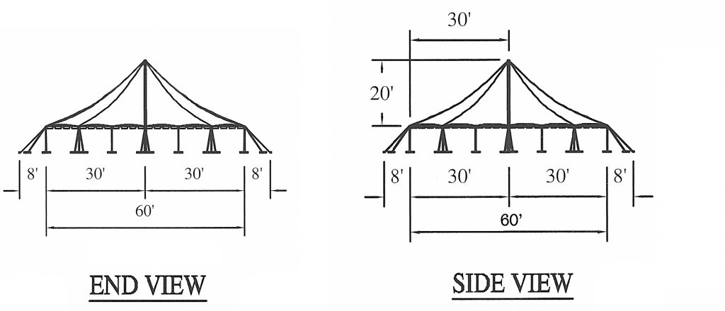 Diagram for 60' x 60' "Singe Pole" Rope and Pole tent