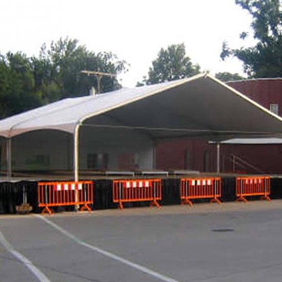 Stage under bandshell covering