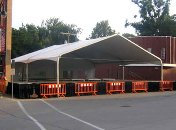 Stage under bandshell covering