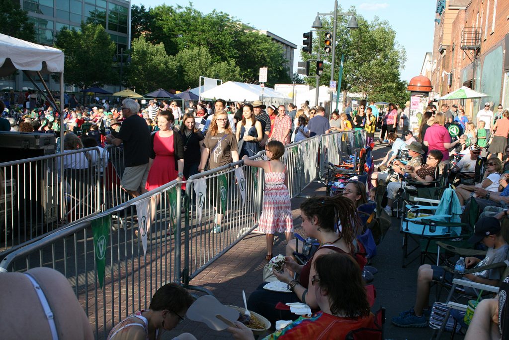 steel crowd control with bike rack barricade