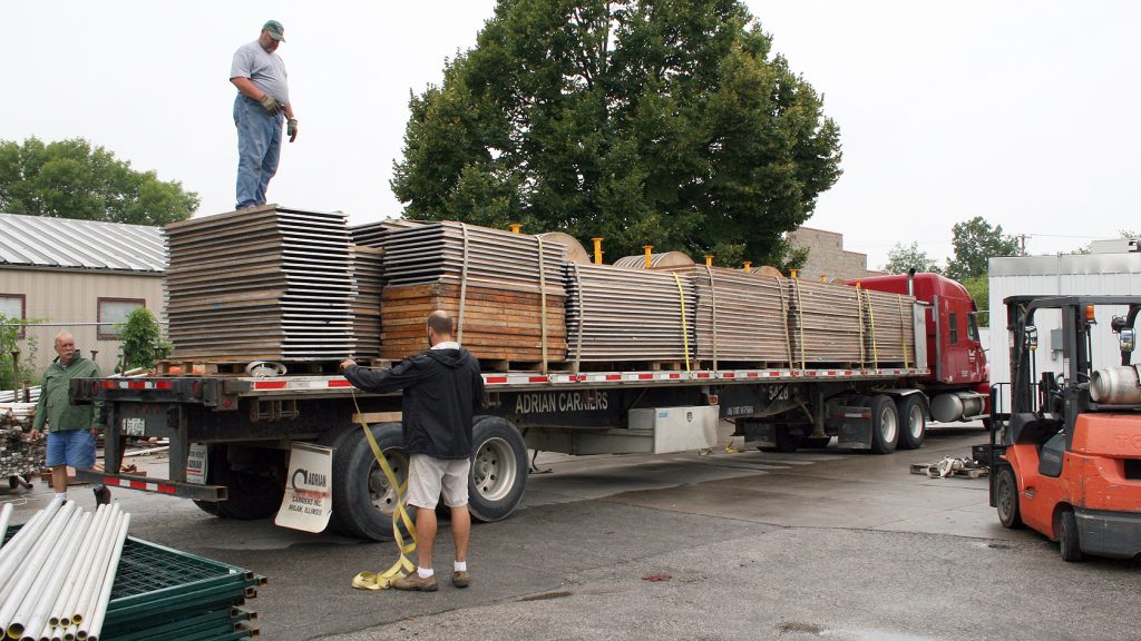 Semi flatbed trailer load of tables in different sizes were sent over to the Quad City Air Show on August 6th.