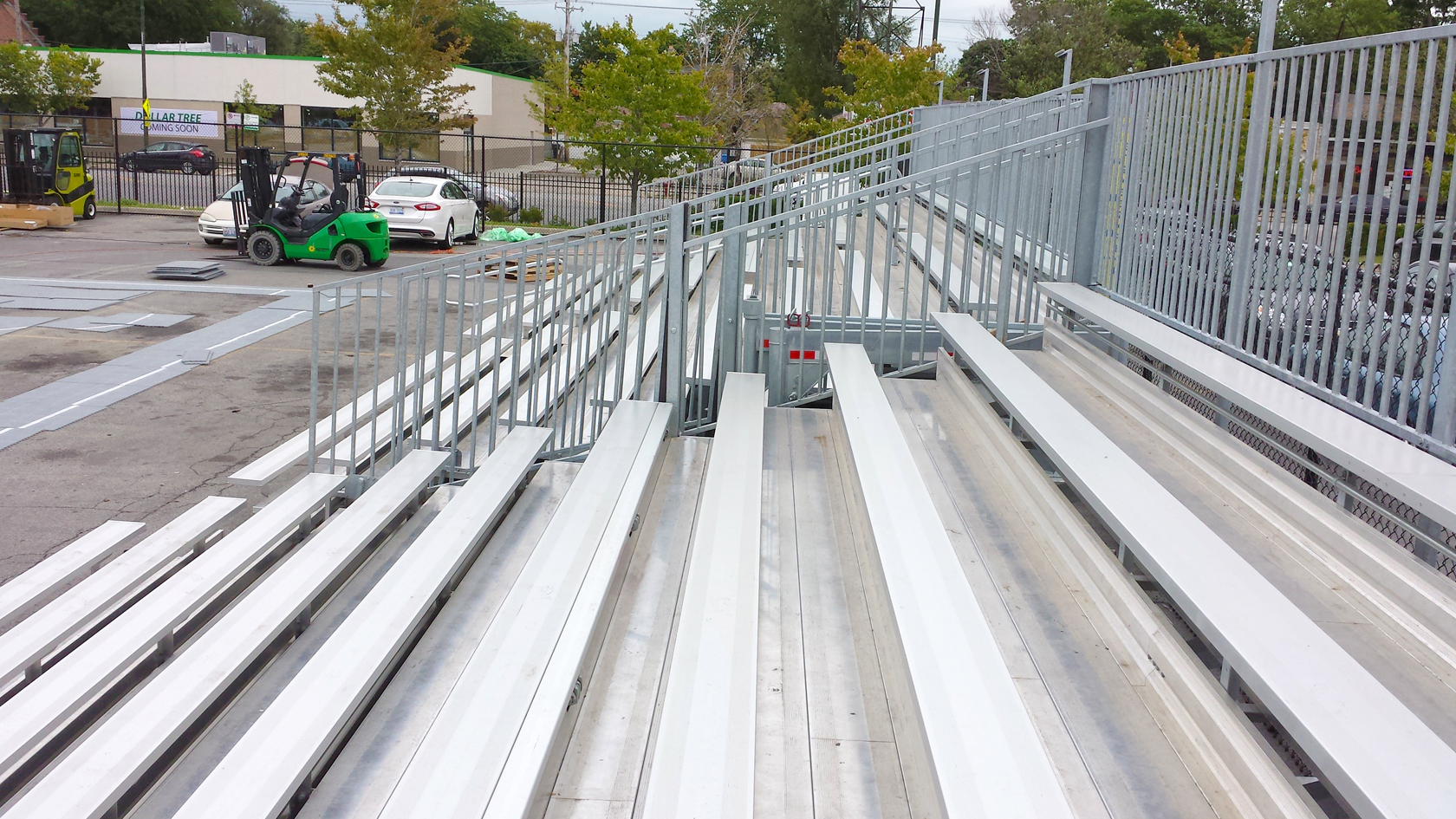 Two Towable bleachers side by side rented in Chicago, Illinois
