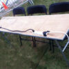 6' x 18" narrow wooden rectangular banquet table.