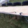 8' x 18" narrow wooden rectangular banquet table.