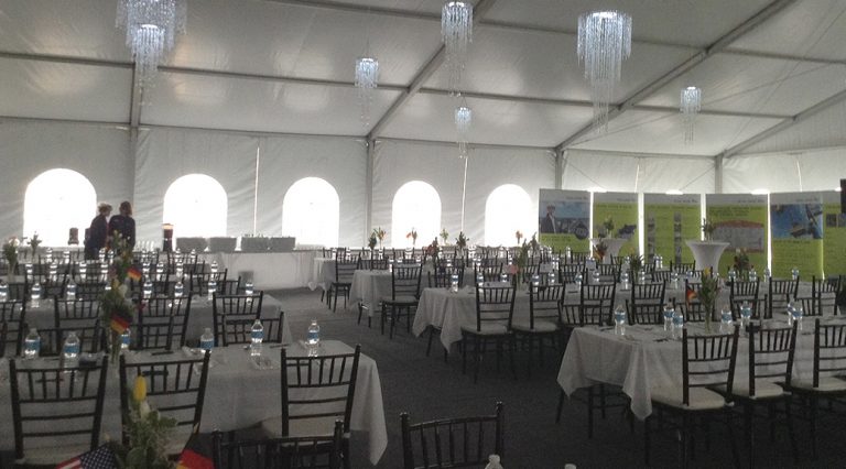 Temporary onsite event space for ground breaking event at RAIL.ONE