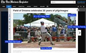 Kevin Costner at bat at the Field of Dreams.