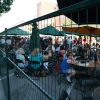 Temporary security fencing at the beer garden area of the Iowa Arts festival 2014.