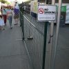 Temporary security fencing at the beer garden area of the Iowa Arts festival 2014.