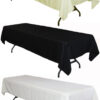 Banquet tablecloth rental available in White, Ivory or Black.