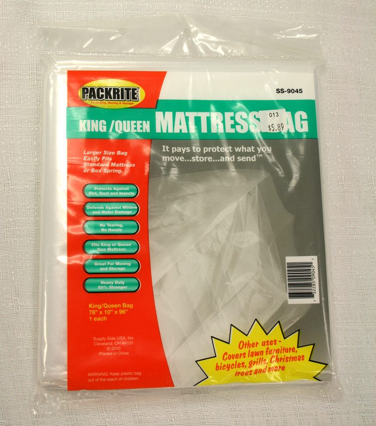King and Queen sized mattress protective plastic bag for moving.