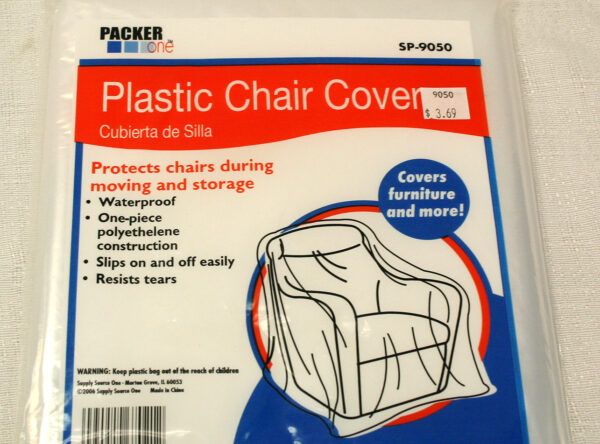 Plastic chair cover made by Packrite.