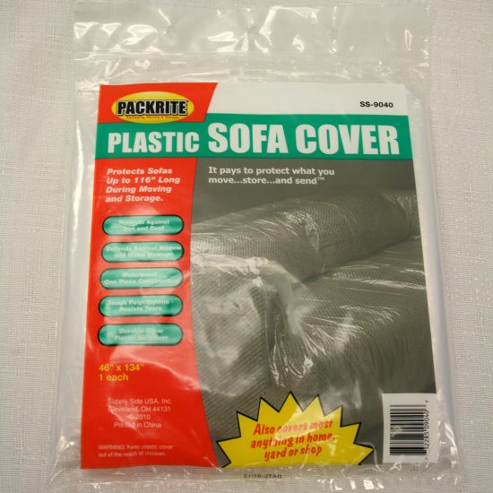 Sofa sized mattress protective plastic cover for moving.