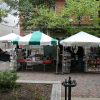 Multiple 10' x 10' frame tents at 2014 Iowa City Book Festival