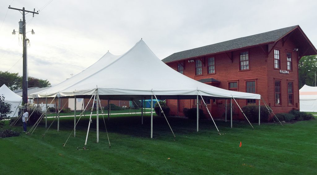 40' x 60' rope and pole tent set up at the Kalona Fall Festival.
