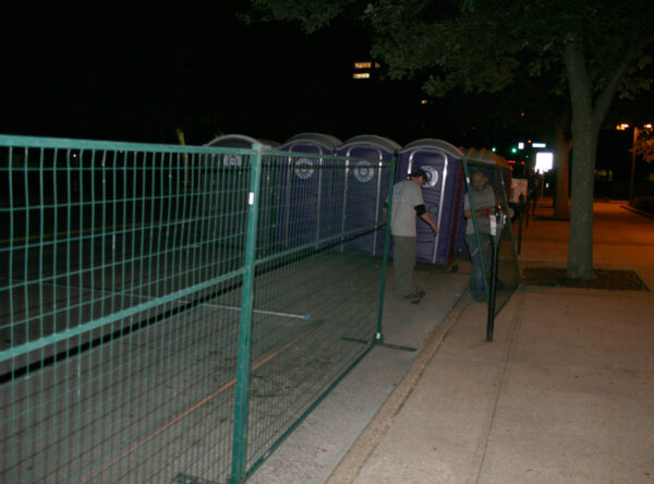Festival security fencing placement for beer garden area.