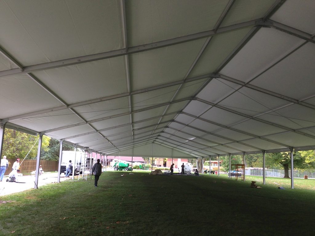Under the 18m x 60m (60' x 197') Losberger event structure setup at the zoo