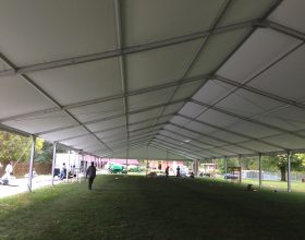 Under the 18m x 60m (60′ x 197′) Losberger event structure setup at the zoo