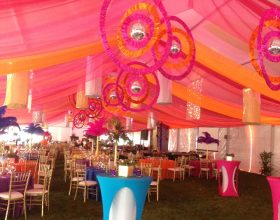 inside 18m x 60m clearspan event structure with decor