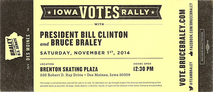 Iowa votes rally in Des Moines, Iowa with President Bill Clinton